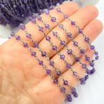 Load image into Gallery viewer, Amethyst Gemstone Oxidized 925 Sterling Silver Wire Chain. AME8