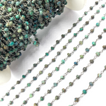 Load image into Gallery viewer, Chrysocolla Black Rhodium 925 Sterling Silver Wire Chain. CSO5
