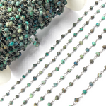 Load image into Gallery viewer, Chrysocolla Black Rhodium 925 Sterling Silver Wire Chain. CSO5