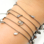 Load image into Gallery viewer, Coated Multi Moonstone Pear Shape Dangle Oxidized Wire Chain. CMS116