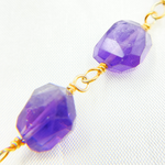 Load image into Gallery viewer, Amethyst Organic Shape Gold Plated Wire Chain. AME29