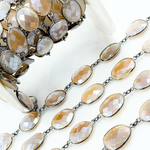 Load image into Gallery viewer, Multi Moonstone Oval Shape Bezel Oxidized Wire Chain. MMS2