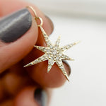 Load image into Gallery viewer, 14K Solid Gold Diamond Star Charm. GDP382