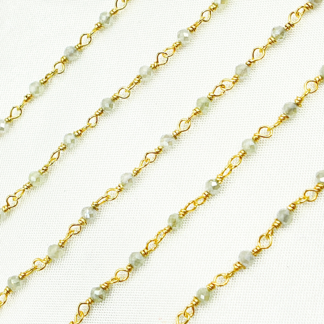 Coated Prehnite Gold Plated Wire Chain. CPR4