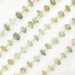 Load image into Gallery viewer, Labradorite Oval Shape Gold Plated Wire Chain. LAB83