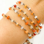 Load image into Gallery viewer, Fire Opal Oxidized Gold Plated Wire Chain. FOP2