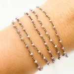 Load image into Gallery viewer, Pink Silverite Oxidized Wire Chain.