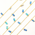 Load image into Gallery viewer, Created Blue Opal Rectangular Shape Dangle Chain. CBO6

