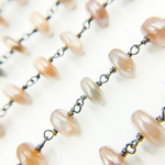 Load image into Gallery viewer, Coated Taupe Smooth Moonstone Oxidized Wire Chain. CMS7