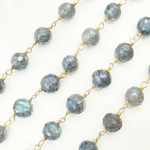Load image into Gallery viewer, Coated Labradorite Round Shape Gold Plated Wire Chain. CLB41
