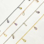 Load image into Gallery viewer, Multi Color Cubic Zirconia Pear Shape Dangle Chain. CZ41