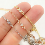 Load image into Gallery viewer, Cubic Zirconia Round 3mm Shape Connector With Chain Between.