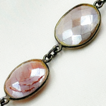 Load image into Gallery viewer, Coated Chocolate Moonstone Organic Shape Bezel Oxidized Wire Chain. CMS9
