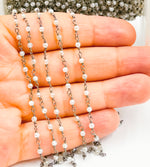 Load image into Gallery viewer, Coated Moonstone Oxidized 925 Sterling Silver Wire Chain. CMS48
