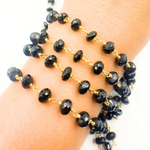 Load image into Gallery viewer, Black Spinel Gold Plated Wire Chain. BSP5