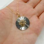Load image into Gallery viewer, 14k Solid Gold and Sterling Silver Black Rhodium Diamonds Square Charm. KSG61