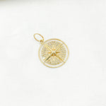 Load image into Gallery viewer, GDP515. 14k Solid Gold Diamond Circle Star Charm