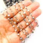 Load image into Gallery viewer, Coated Multi Moon stone Black Rhodium 925 Sterling Silver Wire Chain. CMS51