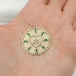 Load image into Gallery viewer, 14k Solid Gold Diamond and Gemstone Circle Heart Charm. GDP572