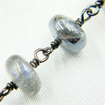 Load image into Gallery viewer, Coated Labradorite Rondel Smooth Oxidized Wire Chain. CLB49