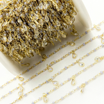 Load image into Gallery viewer, Coated Blue Quartz & CZ Dangle Gold Plated Wire Chain. CQU46