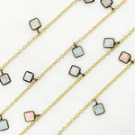 Load image into Gallery viewer, Created White Opal Square Shape Dangle Wire Chain. CWO9
