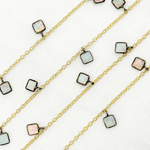 Load image into Gallery viewer, Created White Opal Square Shape Dangle Wire Chain. CWO9