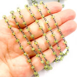 Load image into Gallery viewer, Peridot Gemstone Oxidized 925 Sterling Silver Wire Chain. PER2