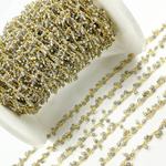 Load image into Gallery viewer, Coated Grey Moonstone Cluster Dangle Gold Plated Wire Chain. CMS40