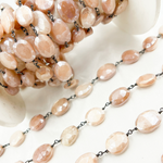 Load image into Gallery viewer, Coated Taupe Oval Moonstone Wire Chain. CMS75