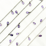 Load image into Gallery viewer, Purple Color Cubic Zirconia Pear Shape Dangle Chain. CZ60