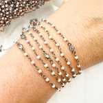 Load image into Gallery viewer, Coral & Round CZ Wire Wrap Chain. COR9