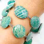 Load image into Gallery viewer, Amazonite Oval Shape Oxidized Wire Chain. AMZ4