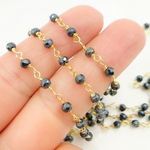 Load image into Gallery viewer, Coated Black Spinel Wire Chain. CBS14