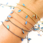 Load image into Gallery viewer, Created Blue Opal Tear Drop Shape Dangle Chain