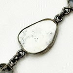 Load image into Gallery viewer, Dendrite Opal Organic Shape Bezel Oxidized Silver Wire Chain. DEN2