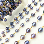 Load image into Gallery viewer, Peacock Freshwater Pearl Gold Plated Wire Chain. PRL42