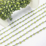 Load image into Gallery viewer, Peridot Gemstone Oxidized 925 Sterling Silver Wire Chain. PER2