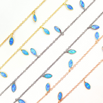 Load image into Gallery viewer, Created Blue Opal Marquise Shape Dangle Chain. CBO3