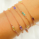 Load image into Gallery viewer, Multi Color Cubic Zirconia Rectangular Shape Connected Chain. CZ46