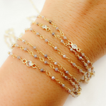 Load image into Gallery viewer, Coated Multi Moonstone & CZ Gold Plated Wire Chain. CMS66