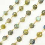 Load image into Gallery viewer, Labradorite Round Shape Gold Plated Wire Chain
