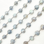 Load image into Gallery viewer, Coated Labradorite Round Shape Oxidized Wire Chain. CLB48