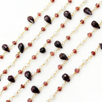 Load image into Gallery viewer, Garnet &amp; Pearl Gold Plated Wire Chain. GAR11
