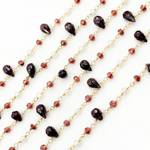 Load image into Gallery viewer, Garnet & Pearl Gold Plated Wire Chain. GAR11