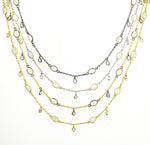 Load image into Gallery viewer, White Moonstone Bezel Set Oval & Pear Shape CZ Dangle Wire Chain. WMS2