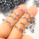 Load image into Gallery viewer, Coated Blue Moonstone Black Rhodium 925 Sterling Silver Wire Chain. CMS53