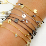 Load image into Gallery viewer, CZ49. CZ Pear Shape & Disc Alternate Dangle Wire Chain