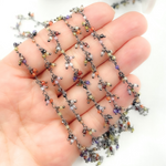 Load image into Gallery viewer, Multi Color CZ Cluster Dangle Oxidized Wire Chain. MCZ5