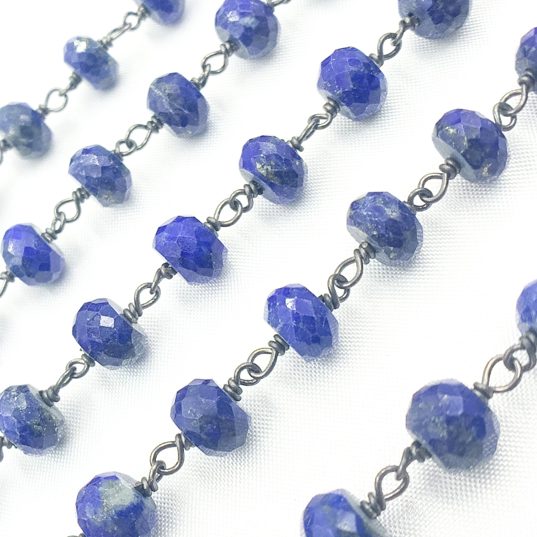 Lapis Lazuli Oxidized Wire Chain. LAP11